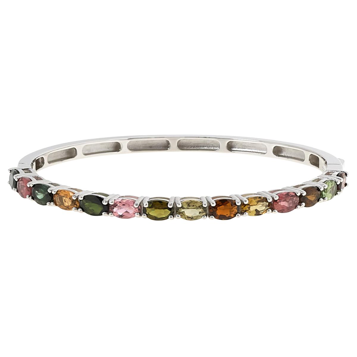 Sterling Silver 925 Multi Colored and Multi Shaped Gemstone Bracelet