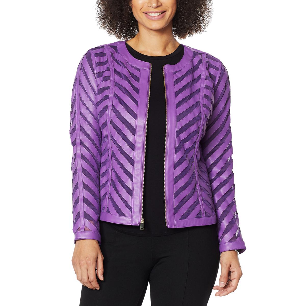 Colleen lopez outlet faux leaf jacket