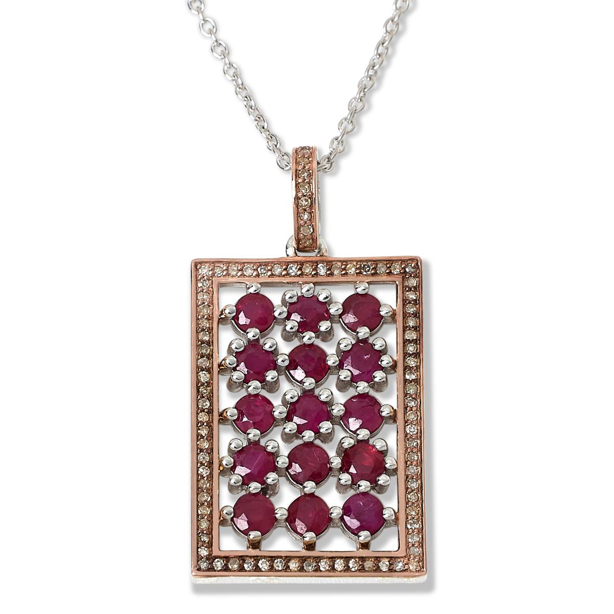 Colleen Lopez Gemstone and Colored Diamond Tag Pendant with 18" Chain