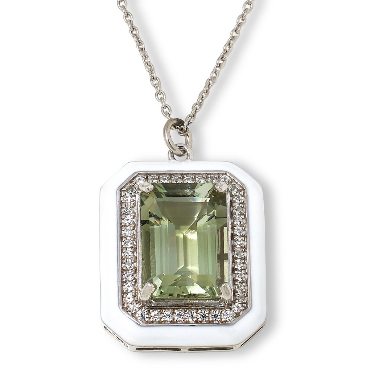 Colleen Lopez Octagonal Gem and White Zircon 20" Pendant Necklace