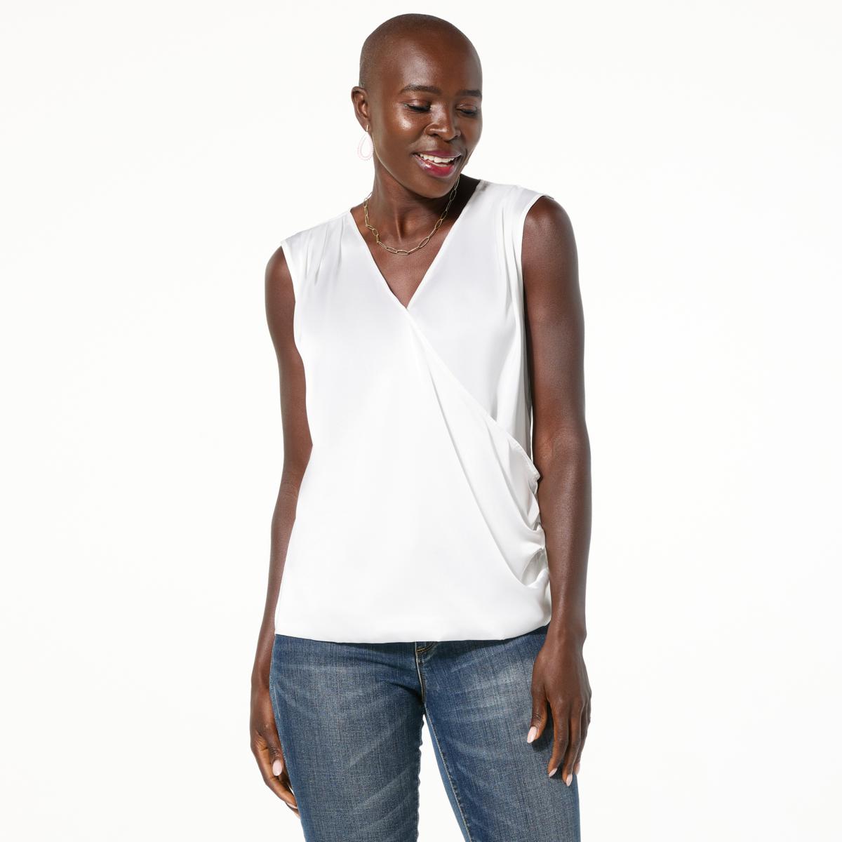 Colleen Lopez Satin Surplice Top | HSN