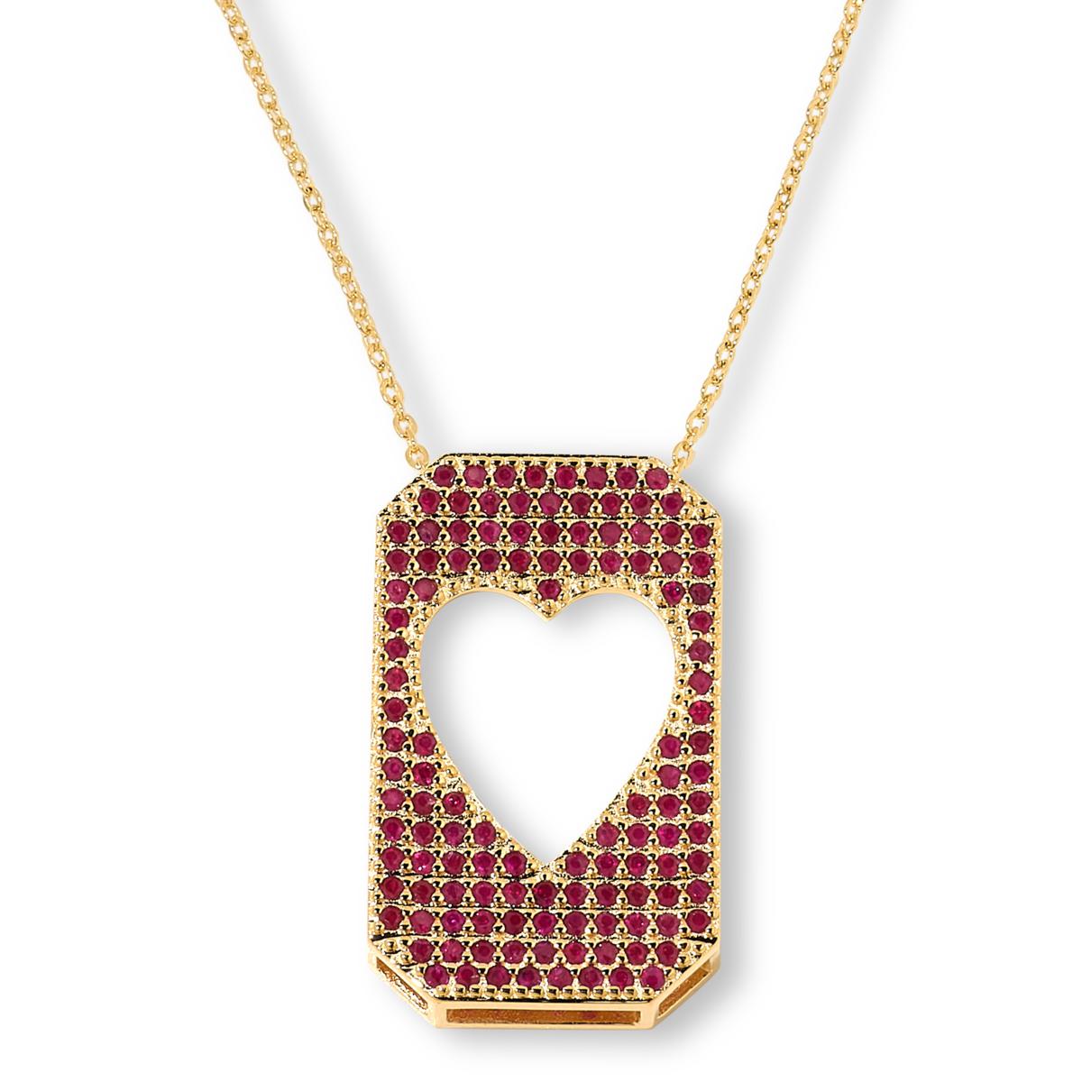 Colleen Lopez Sterling Silver Gemstone Heart Tag Pendant with Chain