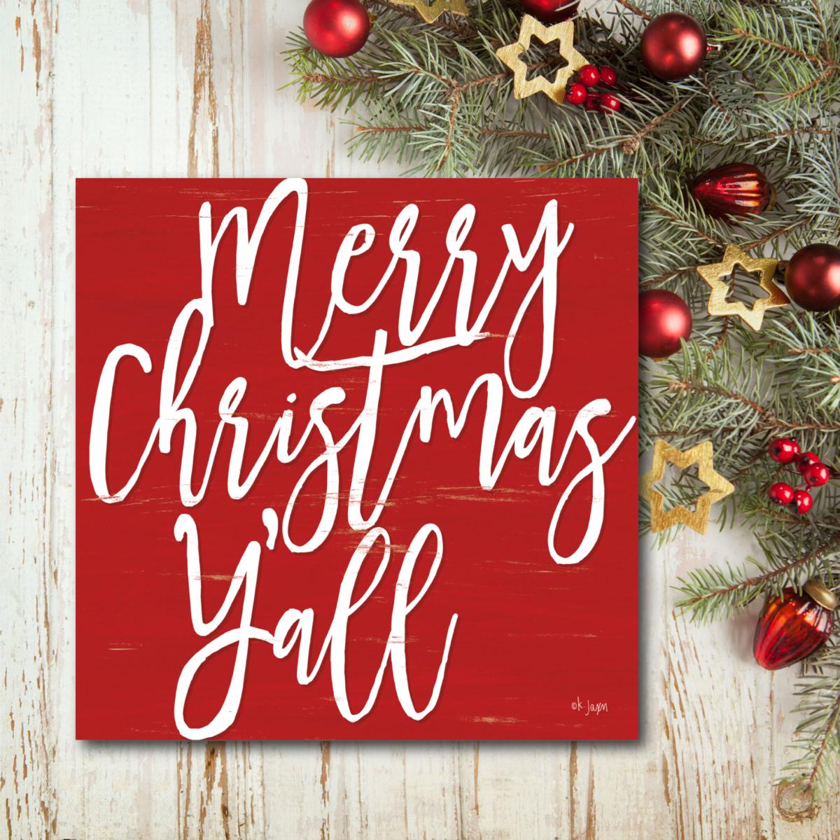 Courtside Market Merry Christmas Y'all 24x24 Canvas Wall Art | HSN