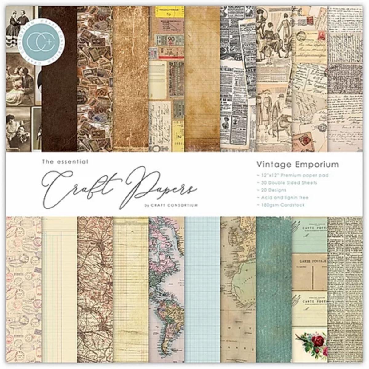 Craft Consortium Vintage Emporium 12x12 Premium Paper Pad 20309611 HSN