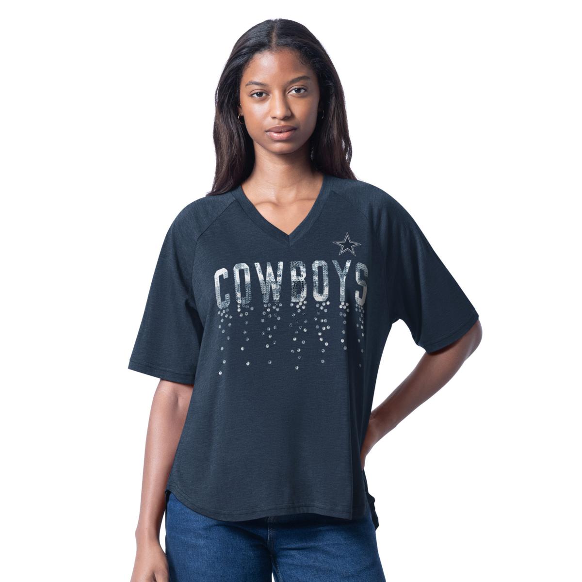 Football Fan Shop Dallas Cowboys Officially Licensed NFL Women's Sequin Top by Glll Football Fan Shop Dallas Cowboys Officially Licensed NFL Women's Sequin Top by Glll