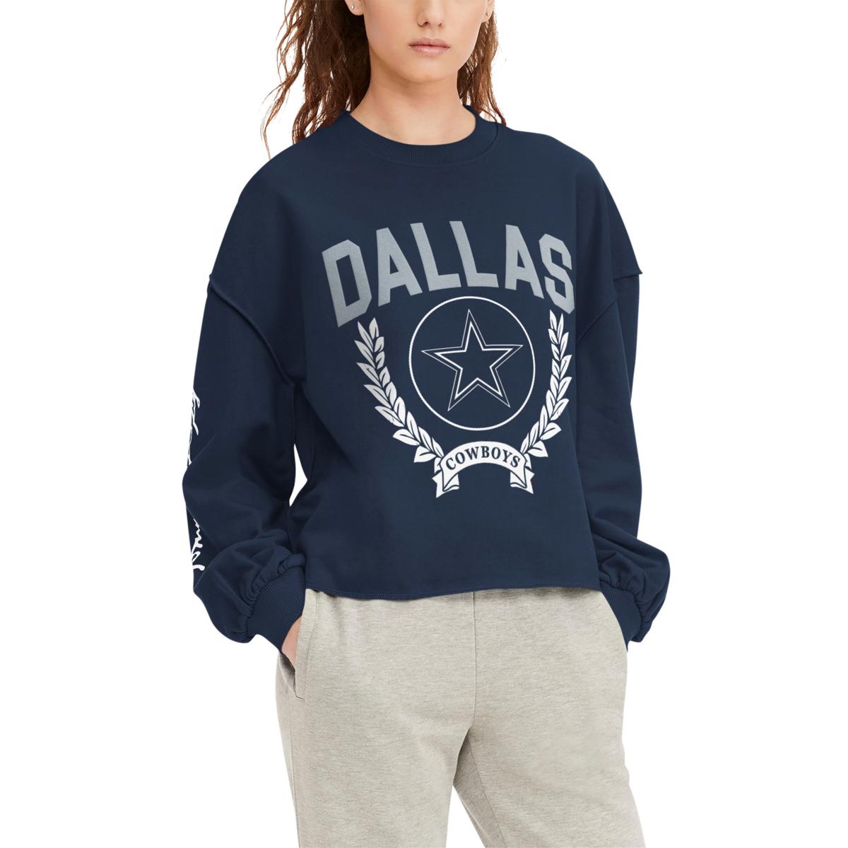 Dallas Cowboys Ladies Joy Crew Fleece Sweatshirt - Navy Blue