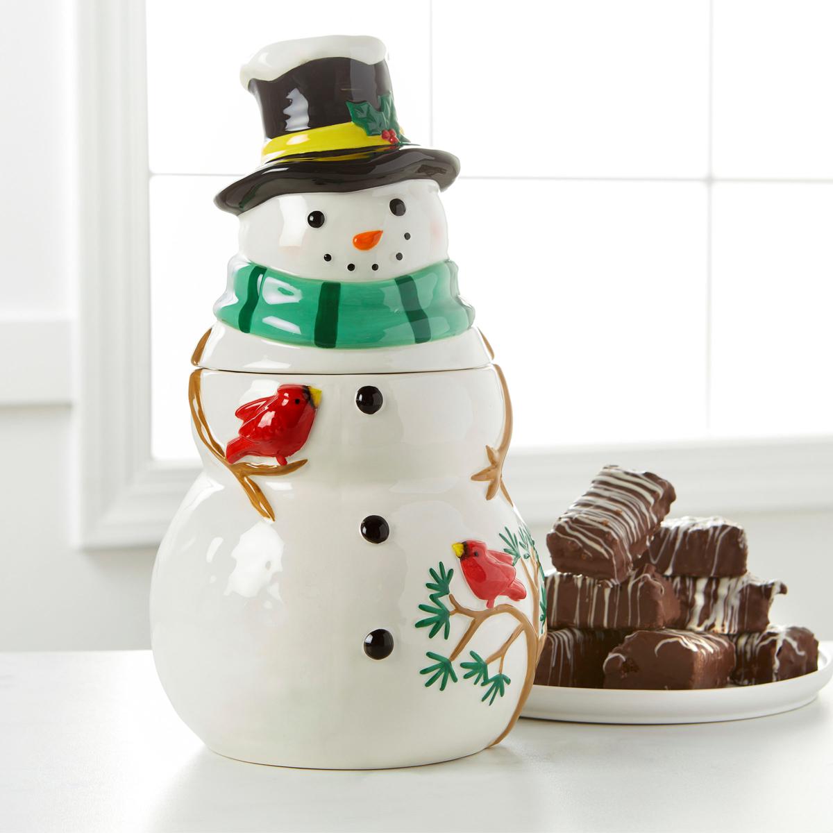 David's Cookies Snowman Jar with 10 Brownies 22650608 HSN