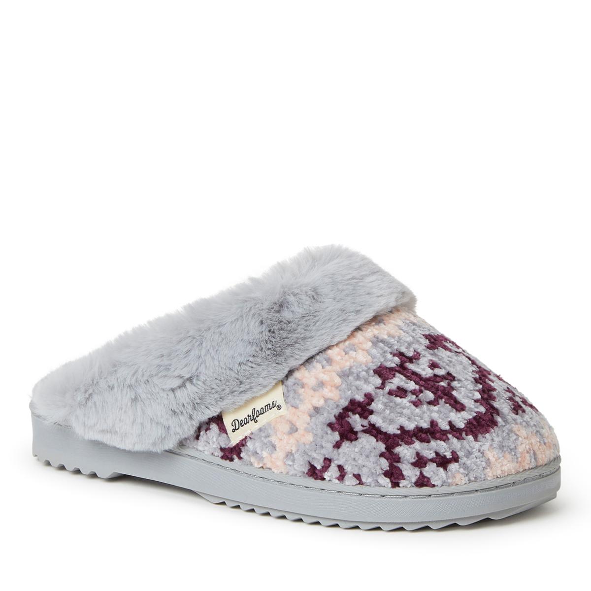 Dearfoams Women s Allison Chenille Fairisle Scuff Slipper