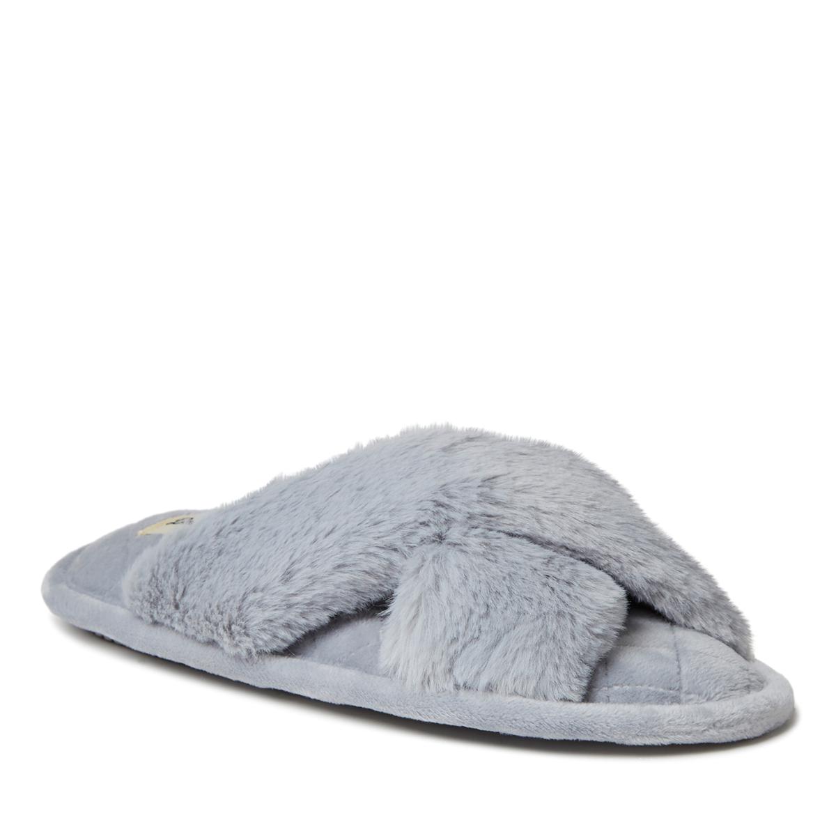 Dearfoams Women s Jessica Furry Crossband Slide 9814551 HSN