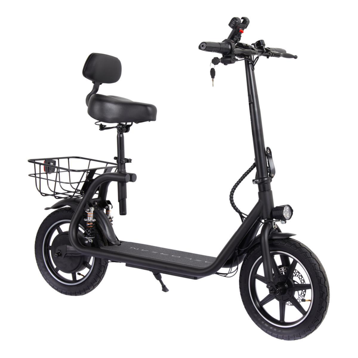 DeLorean 450W 36V Folding Seated E-Scooter w/Backrest & Accessories