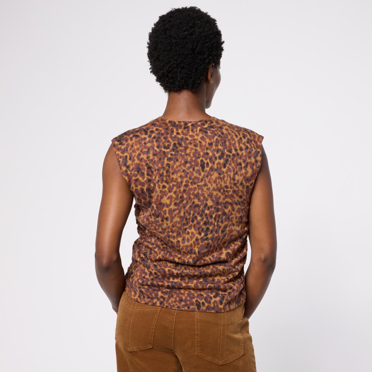Democracy High Round Neck Sleeveless Printed Sweater