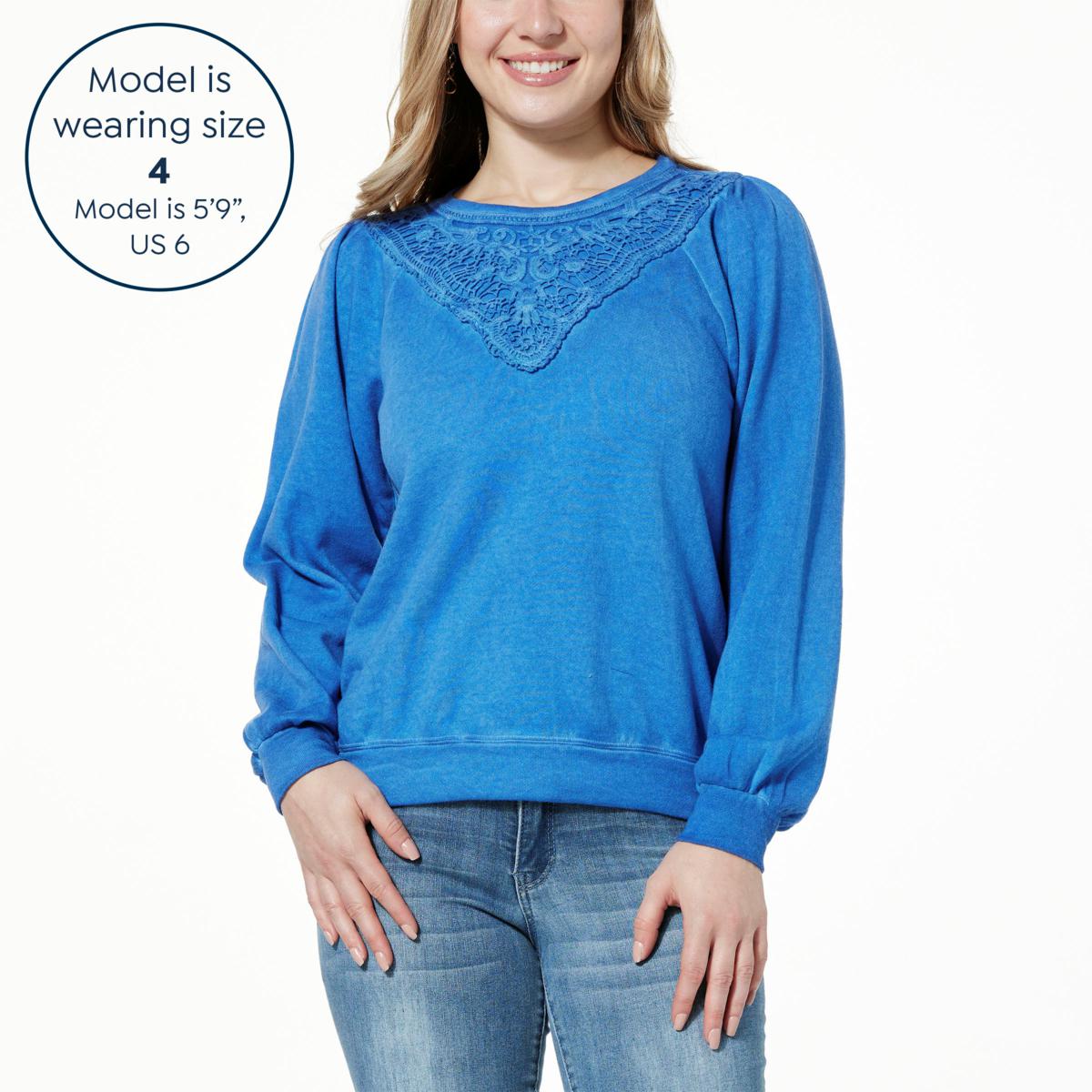 Democracy Long Sleeve Lace Front Sweatshirt 21325908 HSN