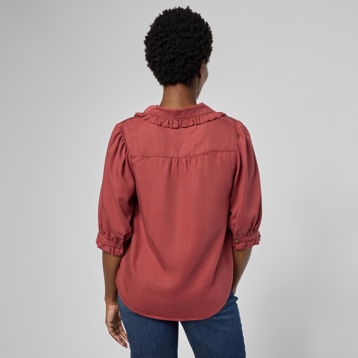 Democracy Ruffled Edge Pintuck Blouse - 23581983 | HSN