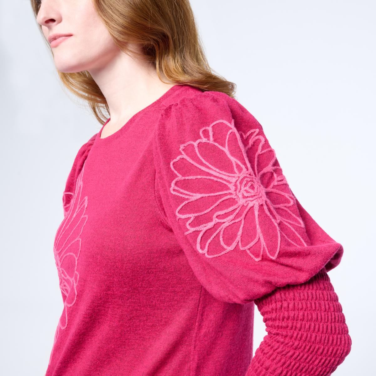 DG2 by Diane Gilman Embroidered Juliette-Sleeve Sweater | HSN