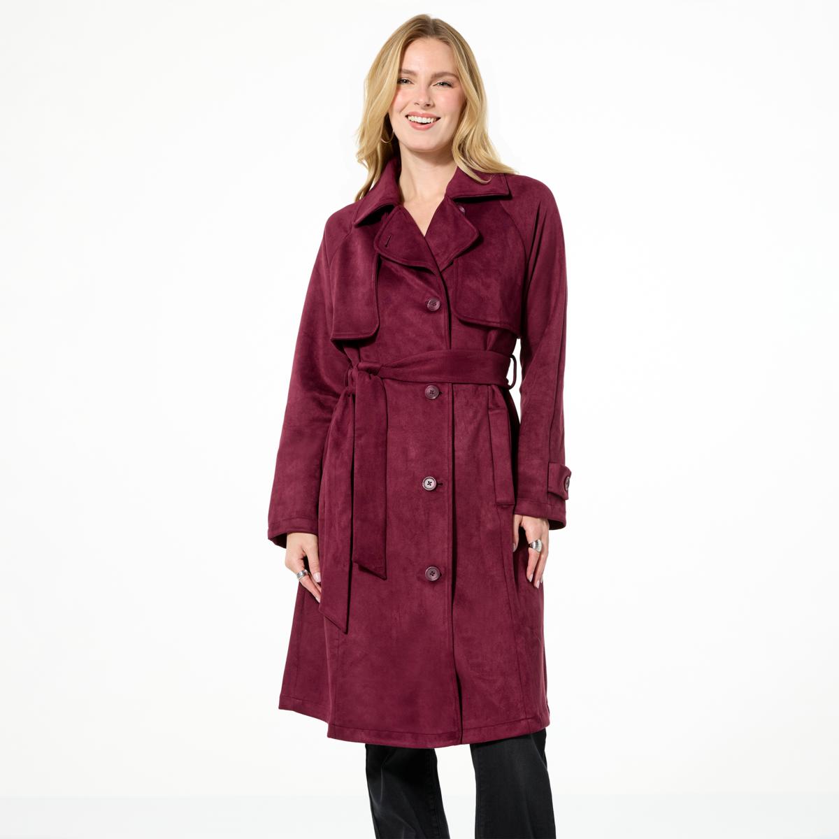 DG2 by Diane Gilman Faux Suede Trench Coat