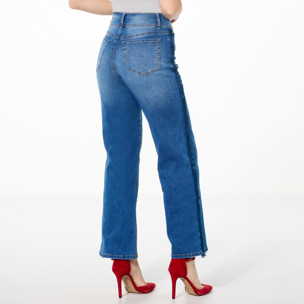D-RISE 28×30 DG2 by Diane Gilman New Classic Stretch Denim Frayed Wide-Leg Jean