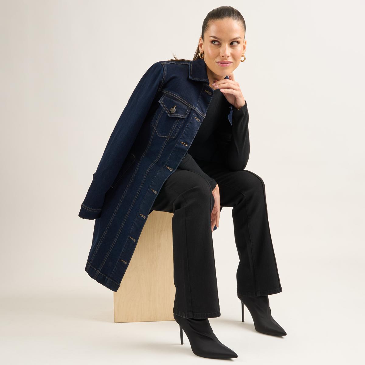DG2 by Diane Gilman New Classic Stretch Denim Longline Car Coat | HSN