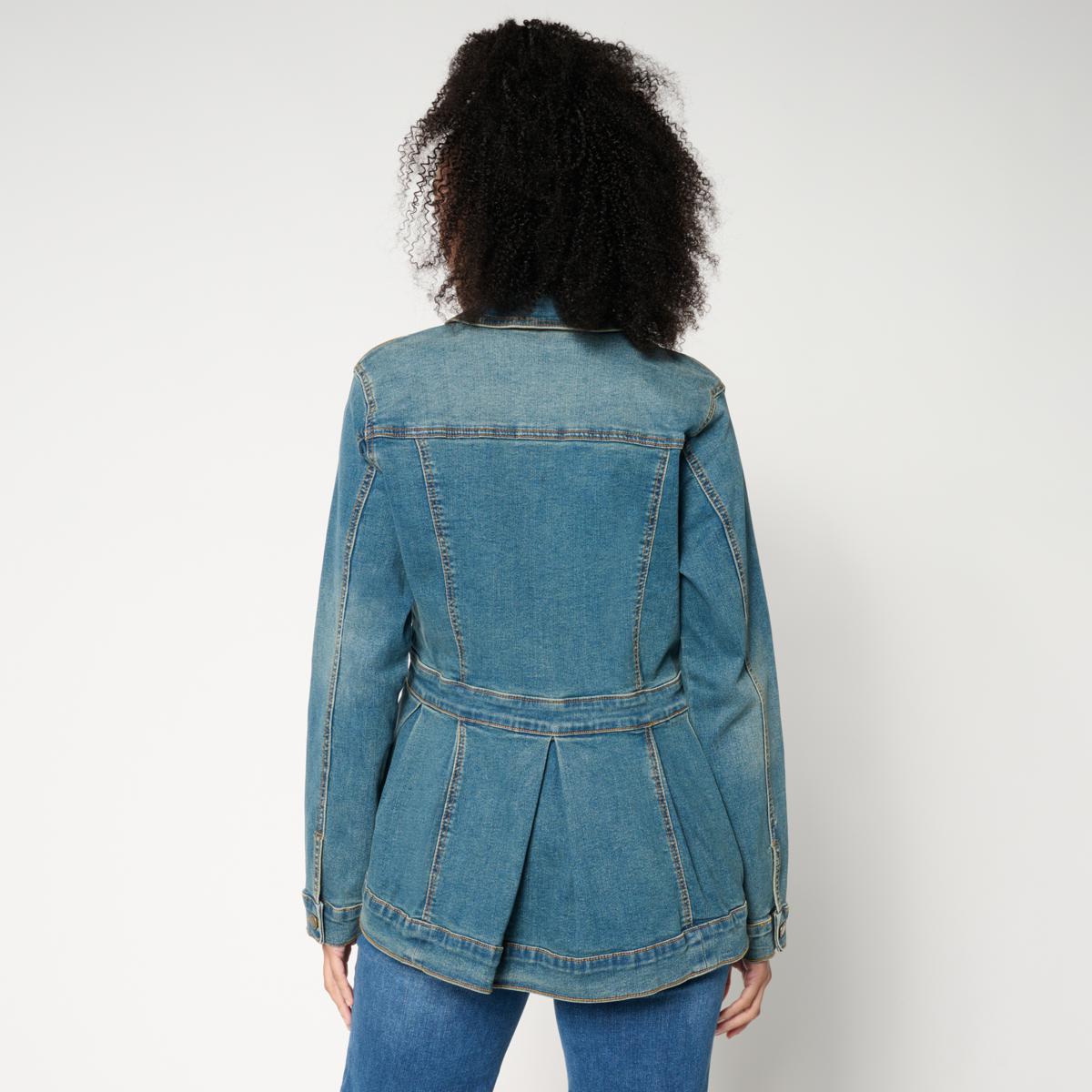 DG2 by Diane Gilman New Classic Stretch Denim Peplum Waterfall