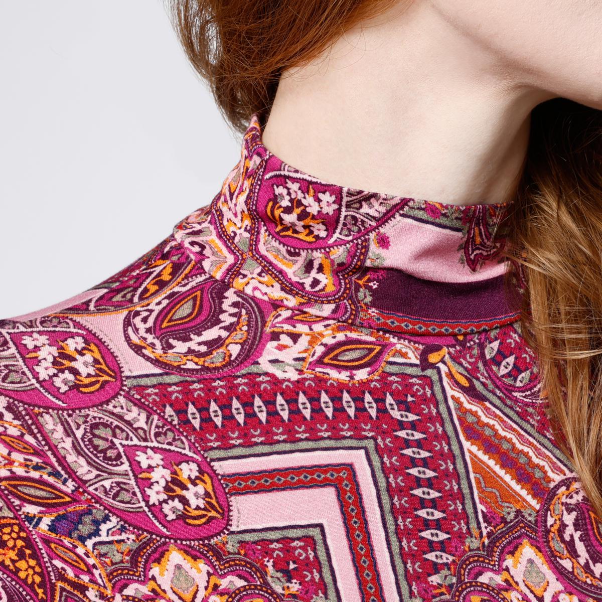 DG2 by Diane Gilman Printed Dolman Sleeve Turtleneck Top