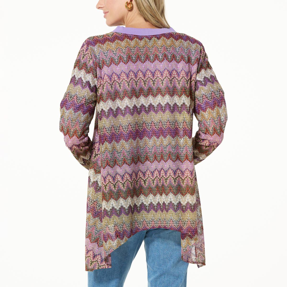 DG2 by Diane Gilman Striped French Terry Waterfall Cardigan