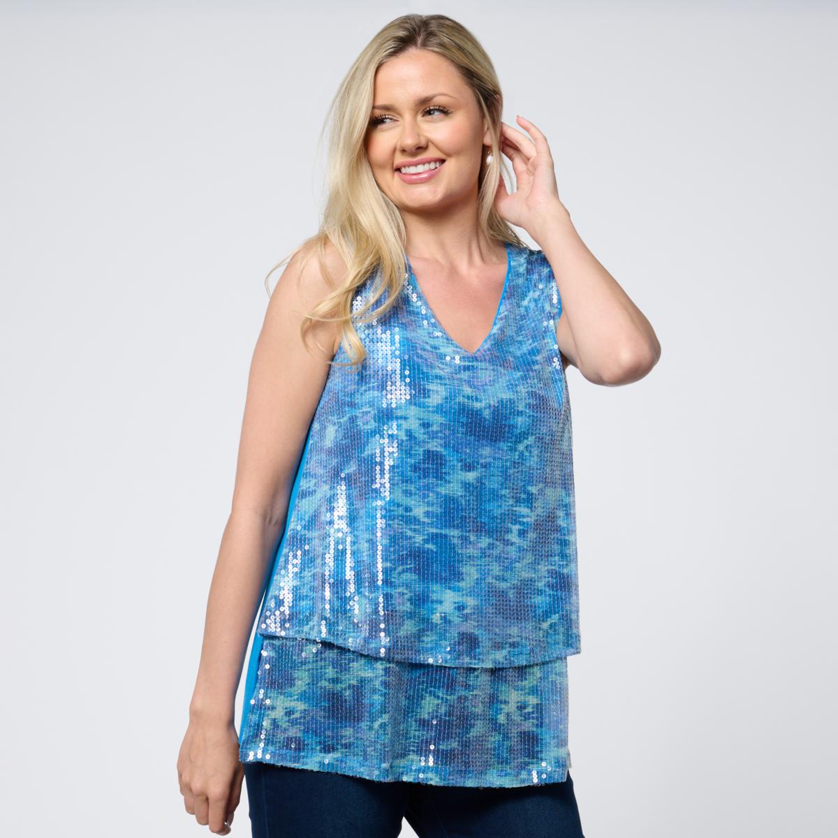 DG2 by Diane Gilman Sequin Front Combo Easy Tank | HSN