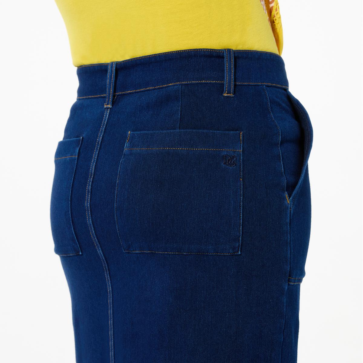 DG2 by Diane Gilman Super Stretch Knit Denim Belted Skirt DG2 by Diane Gilman Super Stretch Knit Denim Belted Skirt