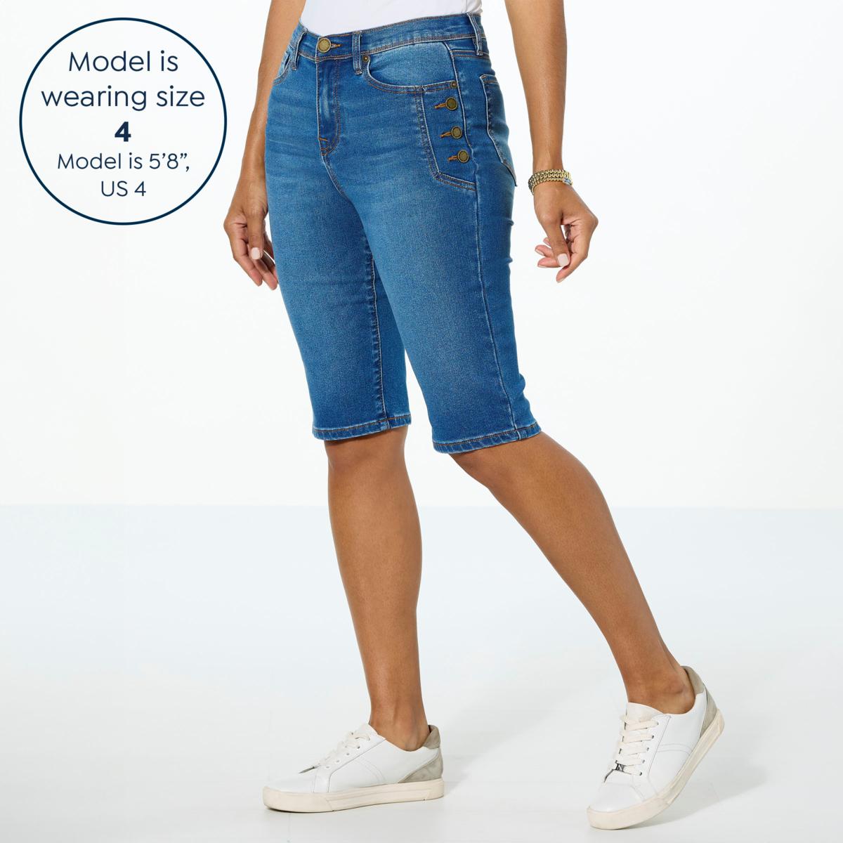 DG2 by Diane Gilman Virtual Stretch Denim Button Detail