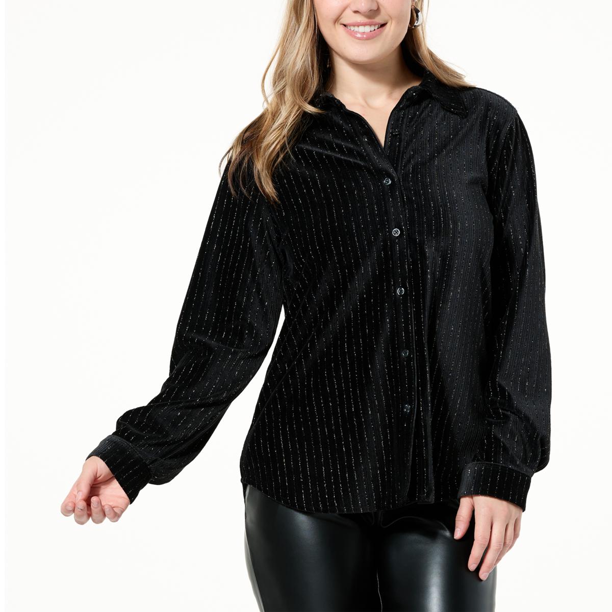 black velvet button down shirt