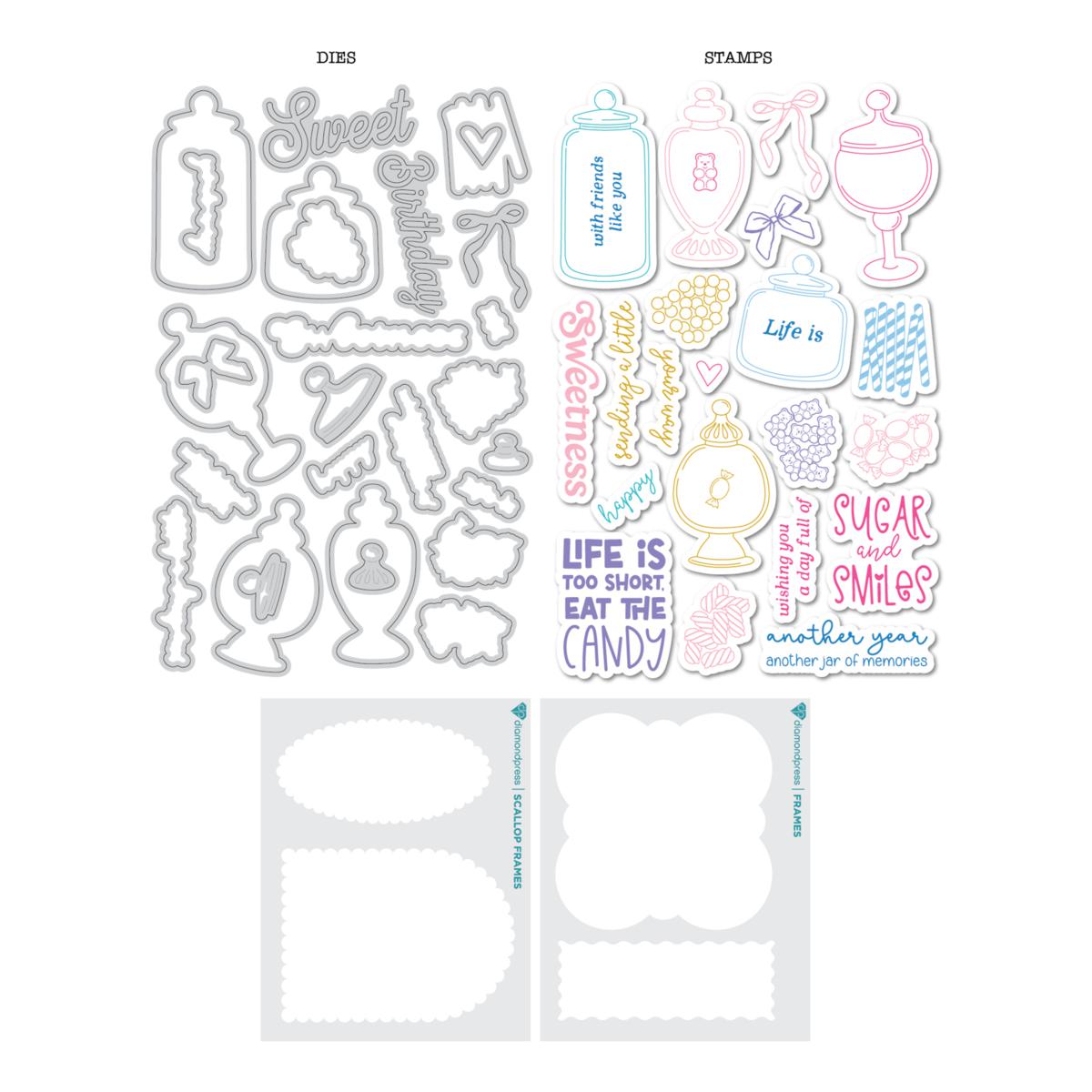 Diamond Press Sweet Wishes Bitty Stamp, Die and Stencil Kit | HSN
