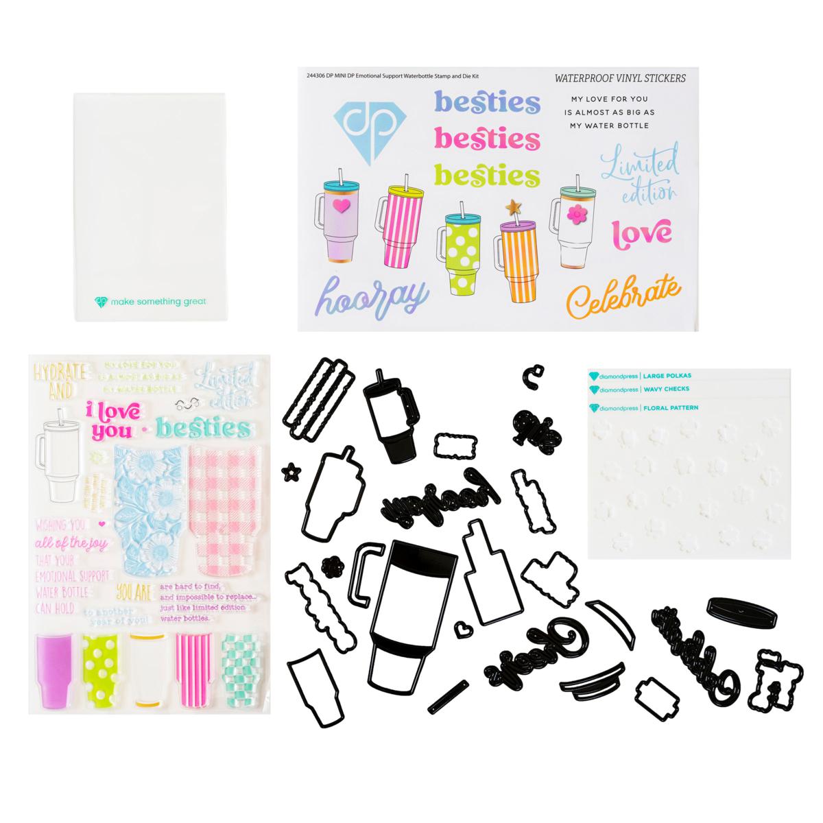 Diamond Press Water Bottle Stamp, Die and Stencil Kit | HSN