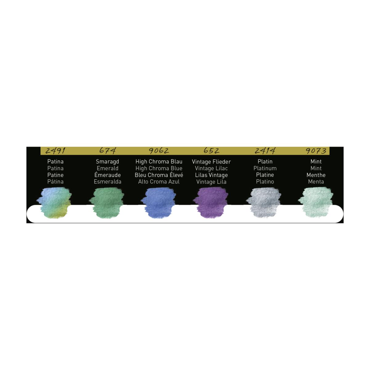 Finetec Artist Pearlescent Watercolor Paint 6-Color Cool Set