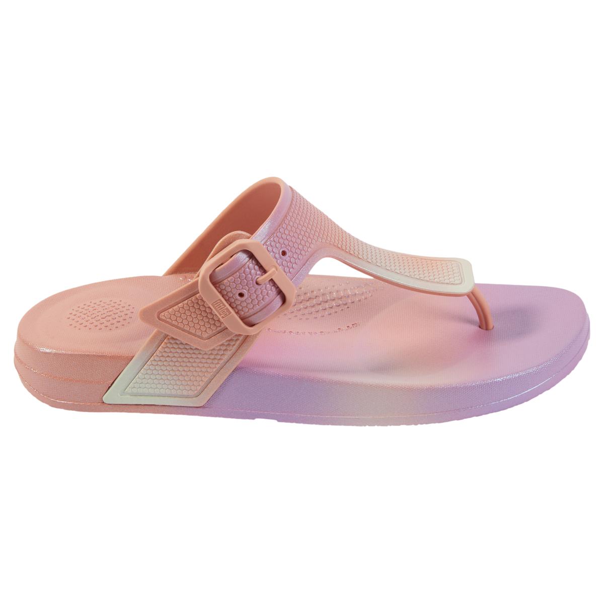 ◆Fitflop◆ [ICUSHION] Multi Crystal Pink Women's Flip Flops FitFlop® iQushion Iridescent Buckled Sandal - 21887714 | HSN