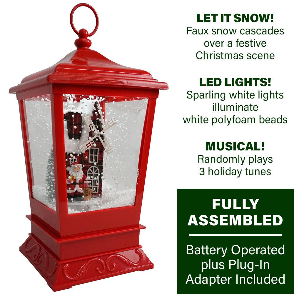 Battery-Operated Santa Claus Lantern with Faux Candles