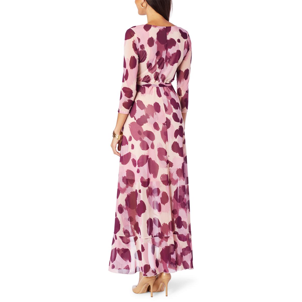 G by Giuliana Animal Print Tulip Hem Mesh Knit Maxi Dress