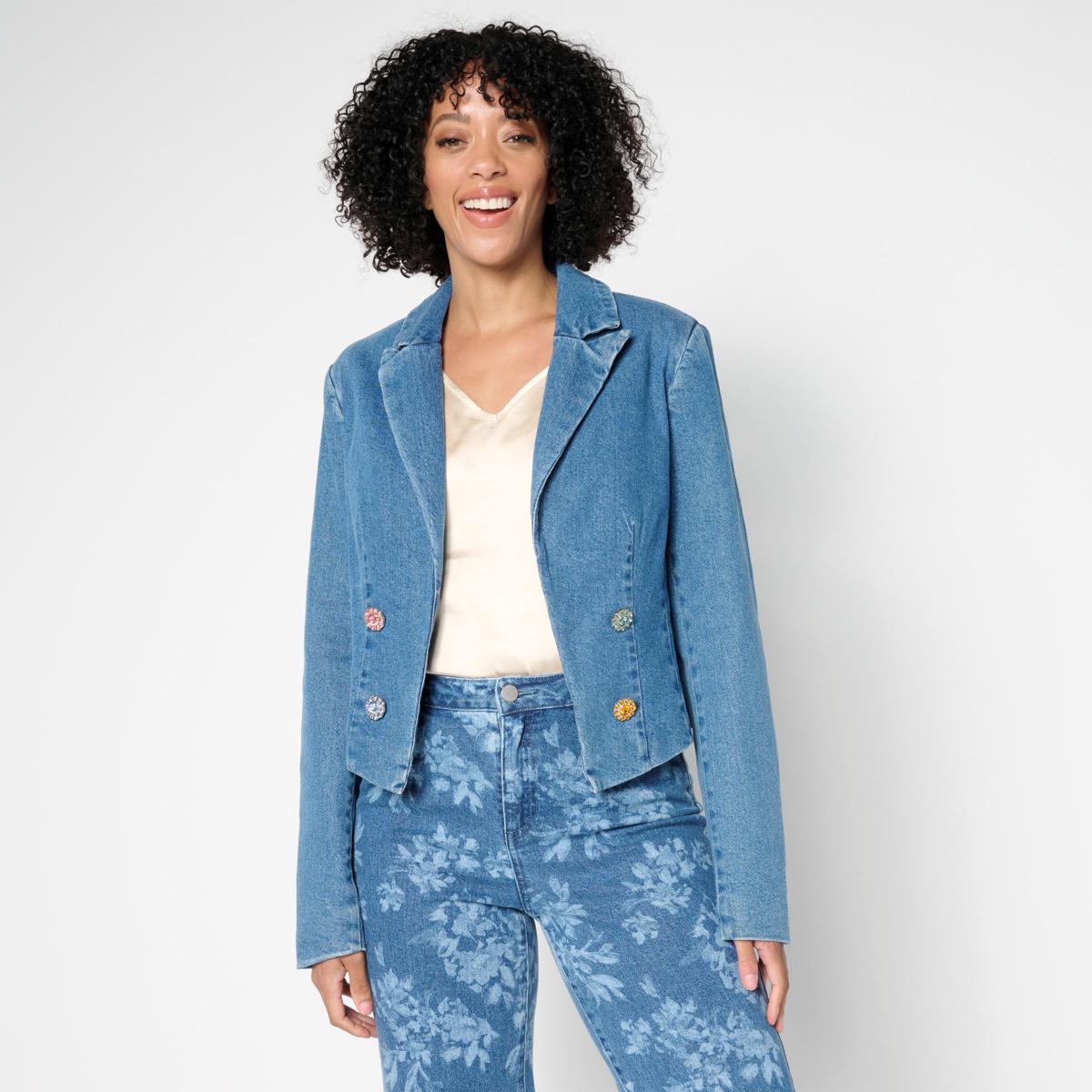 G by Giuliana Black Label Denim Jacket with Jewel Buttons | HSN