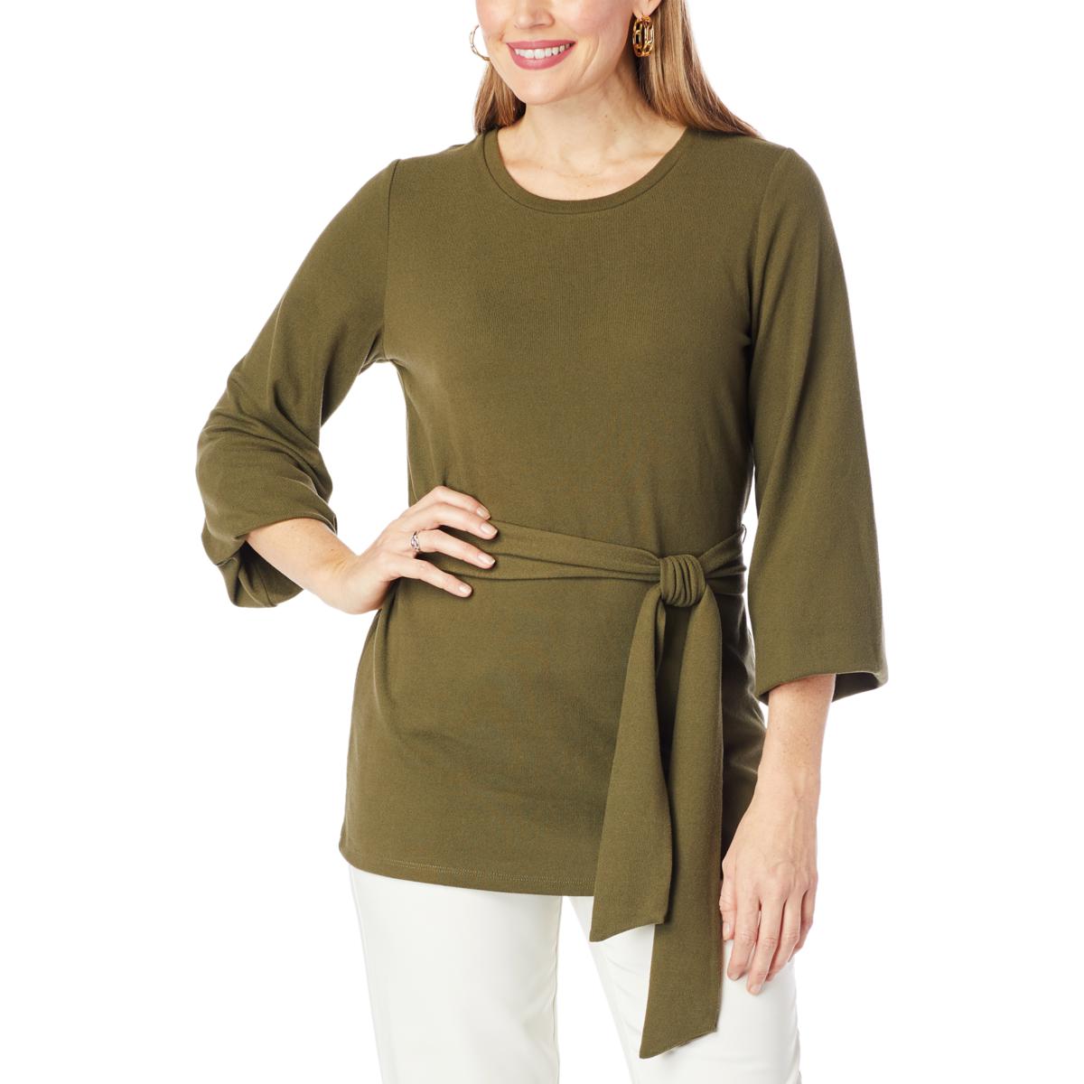 G by Giuliana Brushed Hacci Knit Tie-Front Tunic