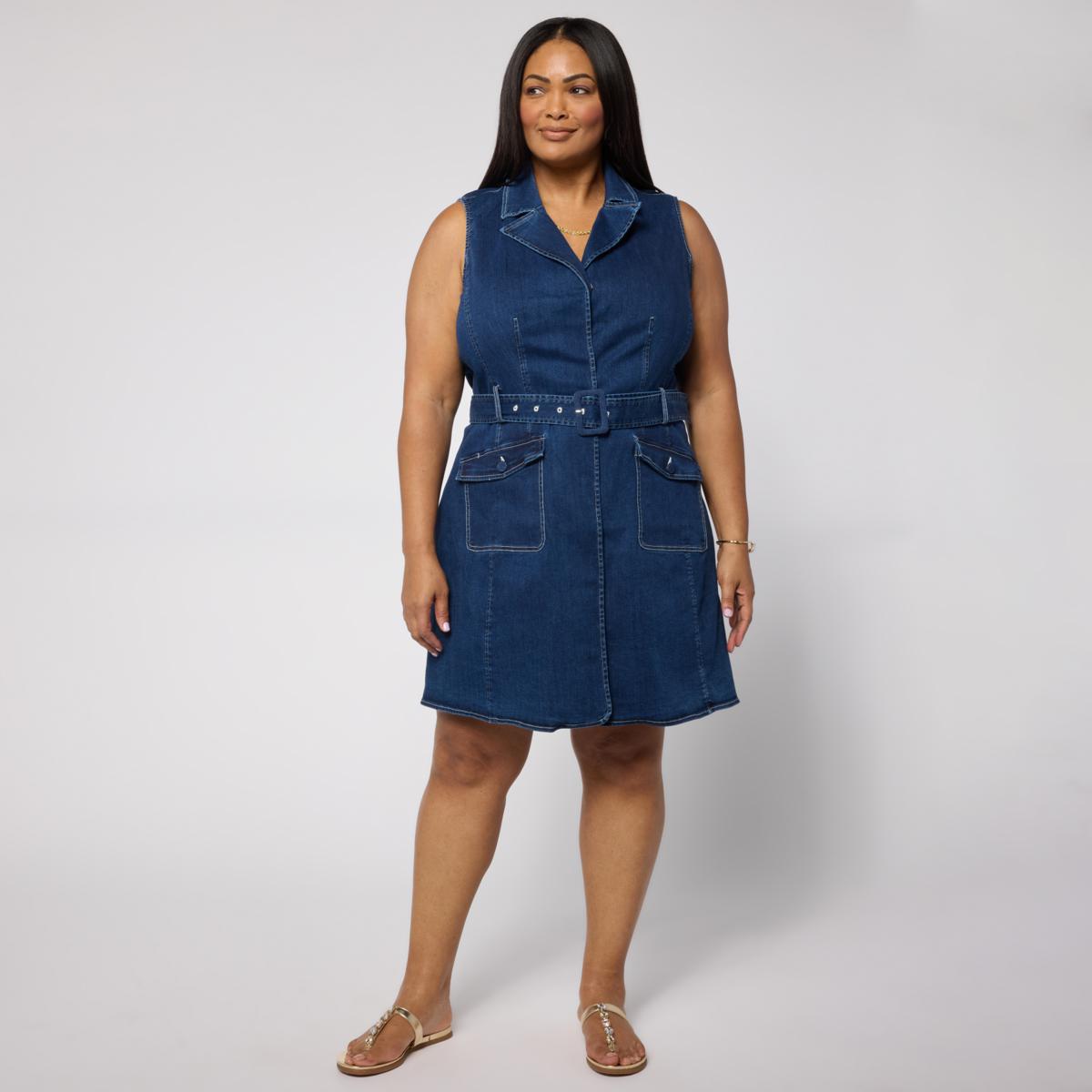 G by Giuliana Denim Dress with Contrast Stitching - Blue - Size X-Small
