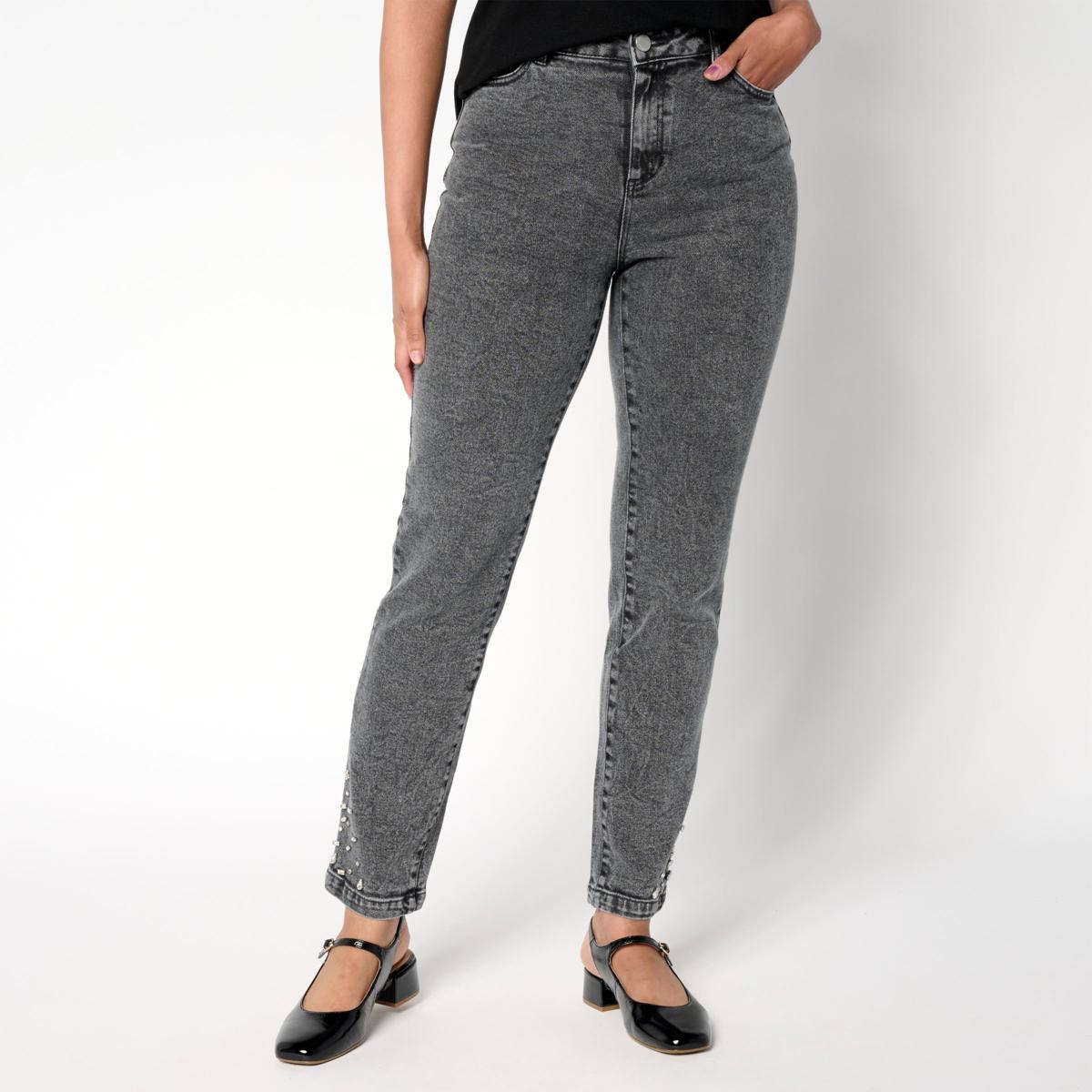 G by Giuliana Stretch Denim Straight-Leg Jean with Jeweled Hem | HSN