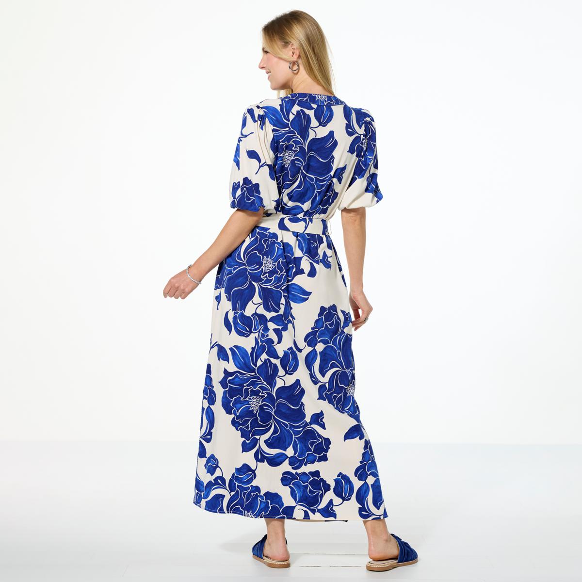 sachin and babi light blue dress G by Giuliana Woven Embroidered Puff-Sleeve Midi Dress - Black