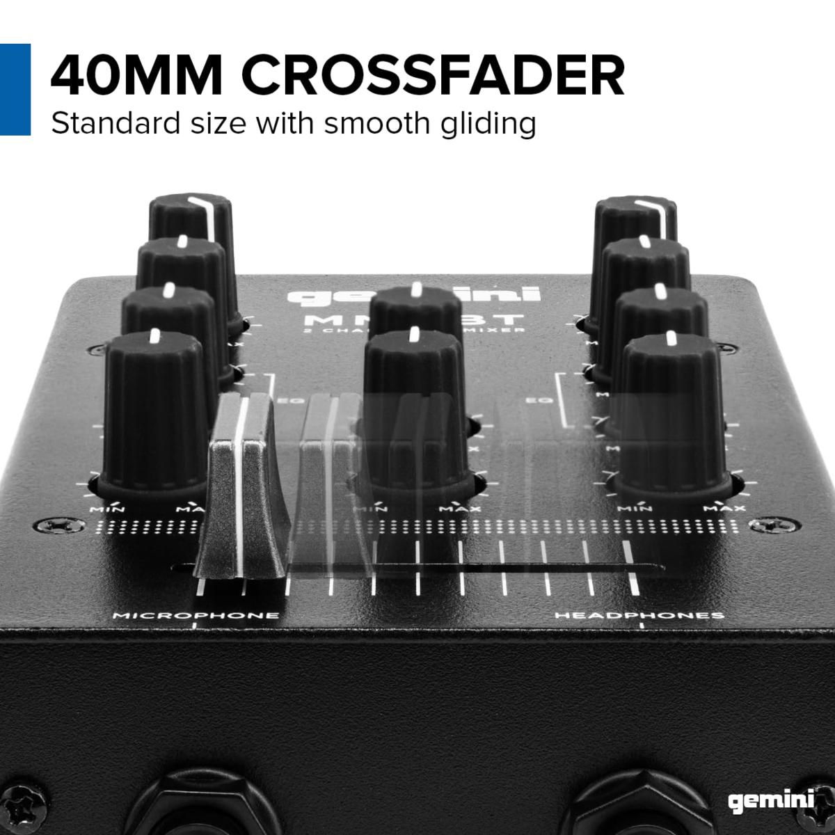 Gemini MM1BT 2 Channel Professional DJ Mixer with Bluetooth Input