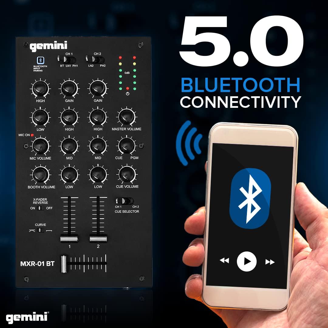 Gemini MXR-01BT 2-Channel Professional DJ Mixer with Bluetooth