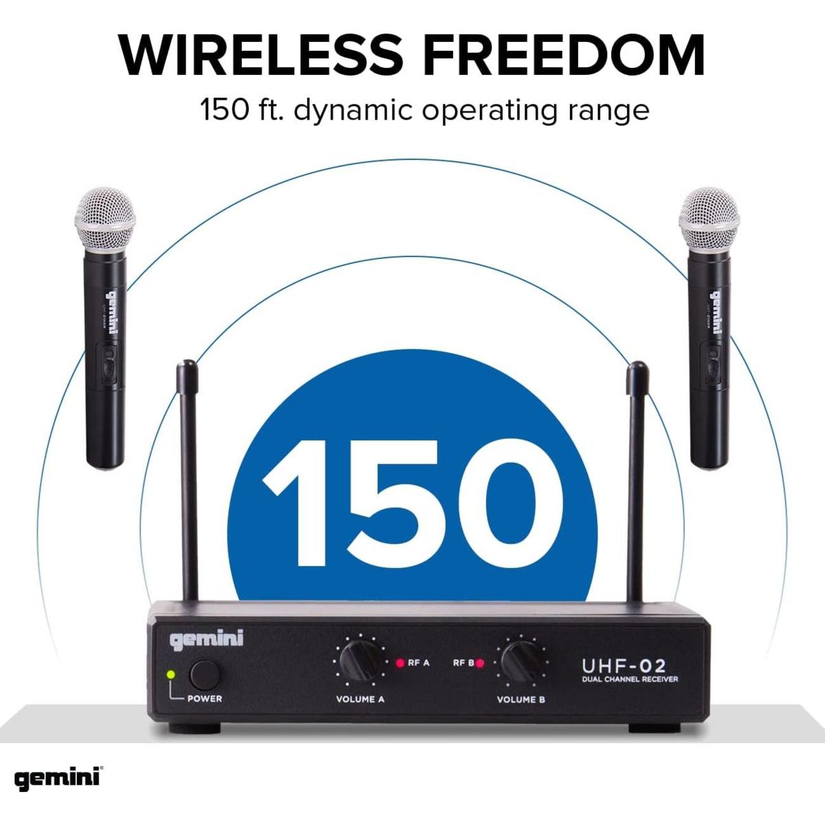 Gemini UHF 02M Dual Handheld Wireless Microphone System