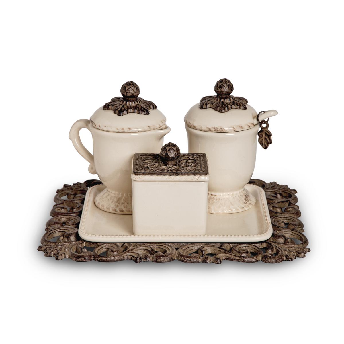 Haifle Cream And Sugar Sets, Sugar And Creamer Set With Lids, Milk