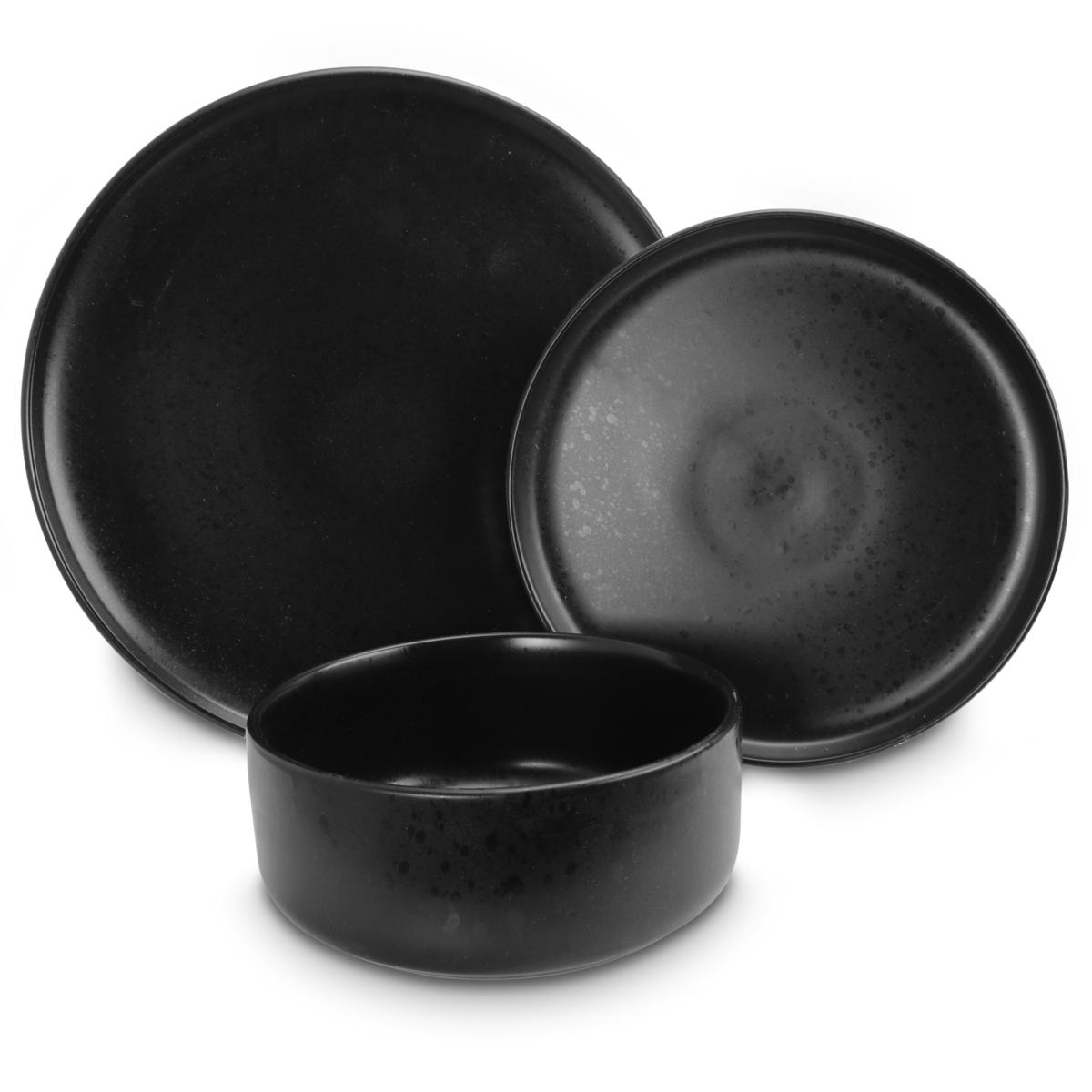 Solid Black 12-Piece Dinnerware Set