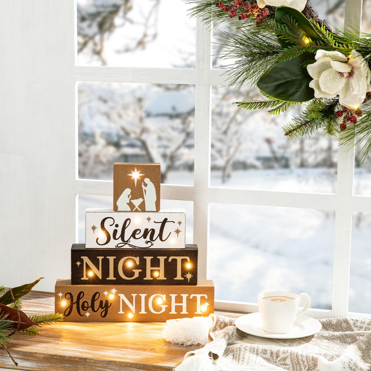 Glitzhome 12in H LED Lighted purchases Wooden Block Word Sign Table Decor Christmas Gift