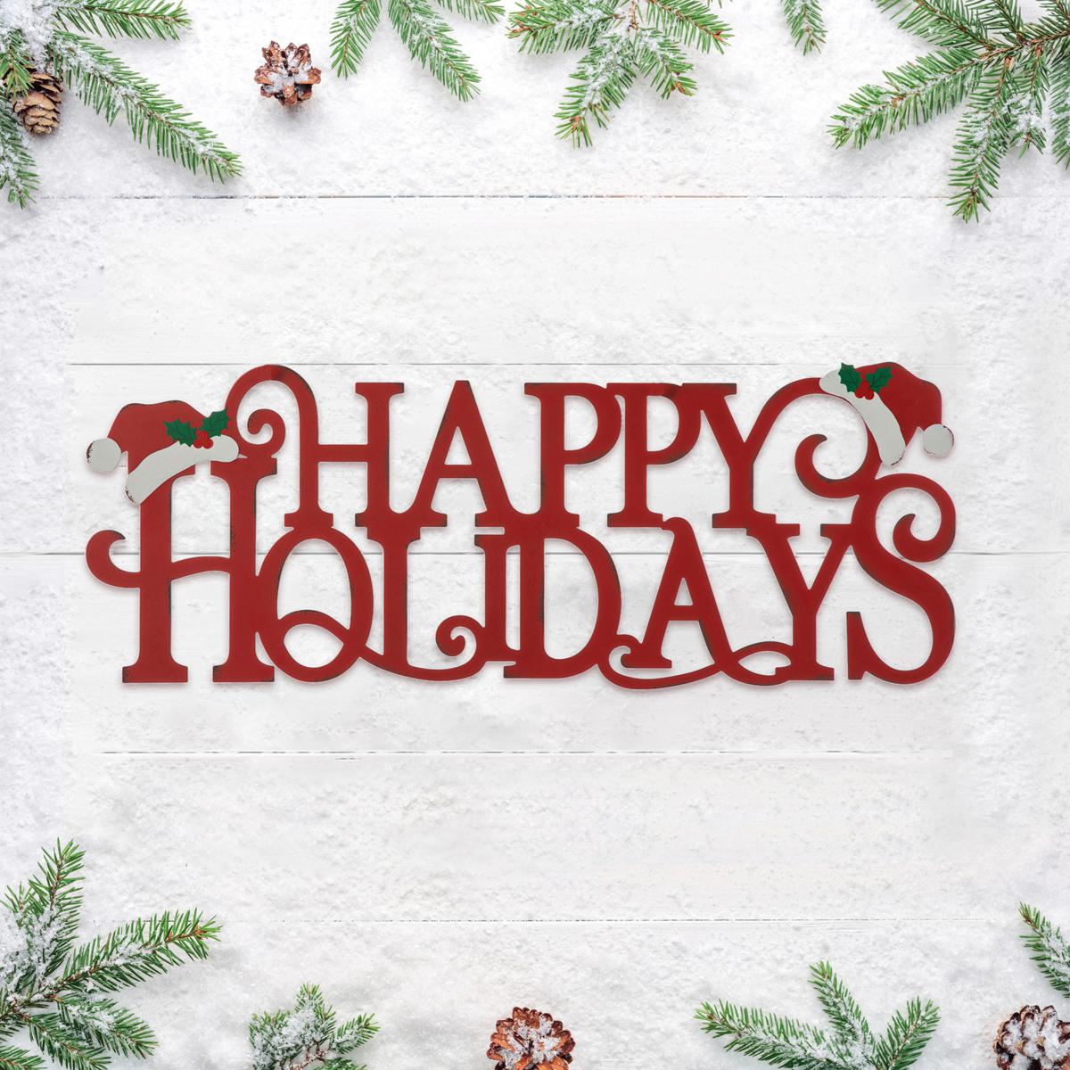 Glitzhome 24in. L Metal HAPPY HOLIDAYS Christmas Wall Decor | HSN