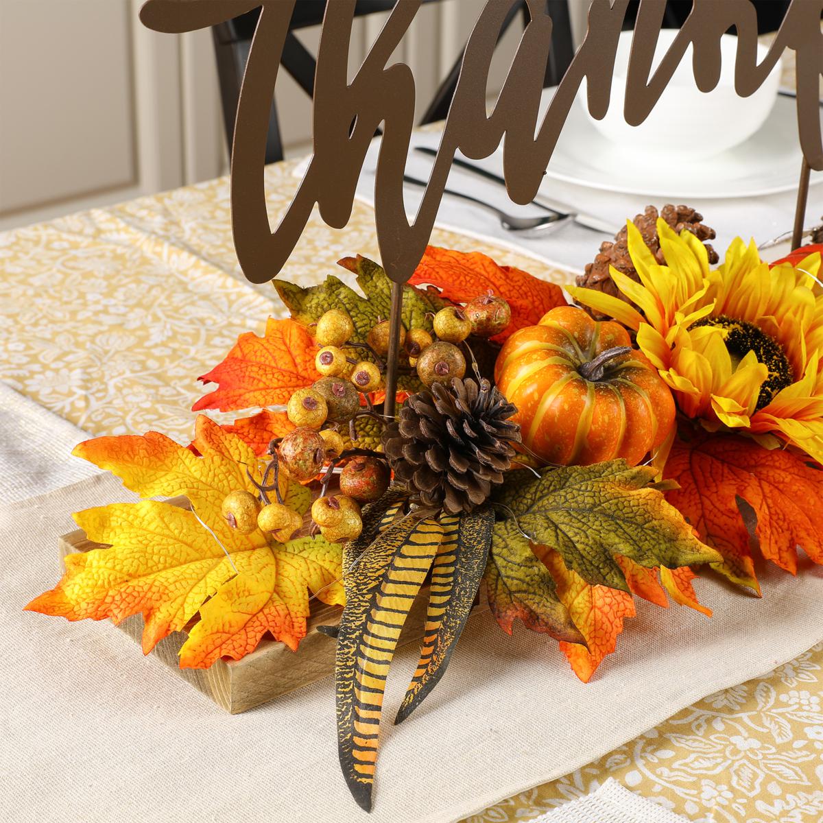 Glitzhome 24 in. L Metal Happy Thanksgiving Wall Decor 2006000082 - The  Home Depot