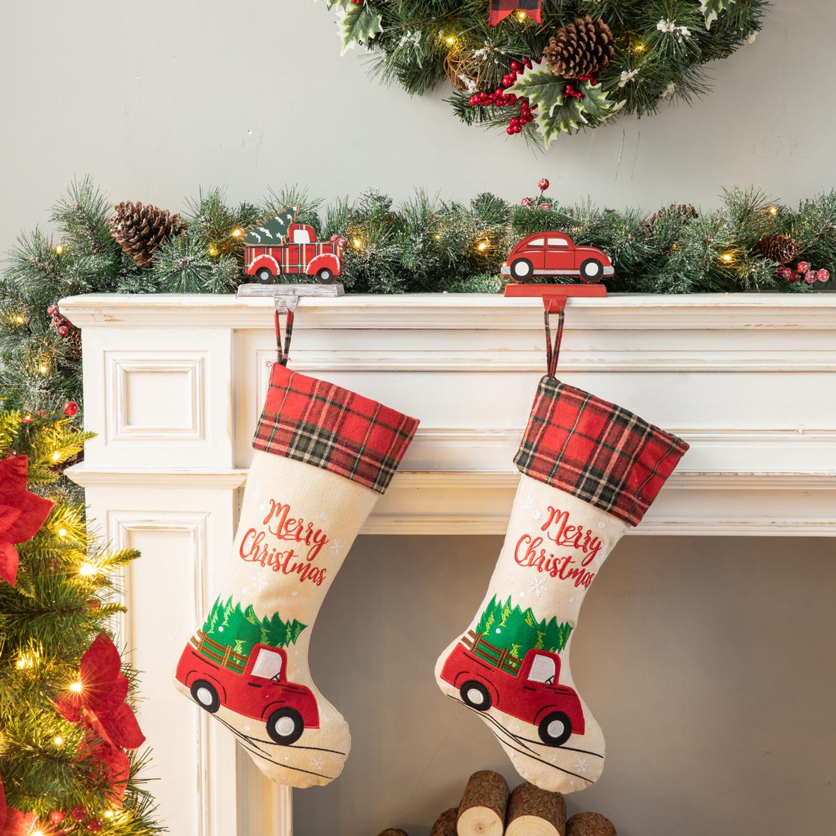 Glitzhome Heavy Duty Christmas Truck Nutcrackers House Stocking