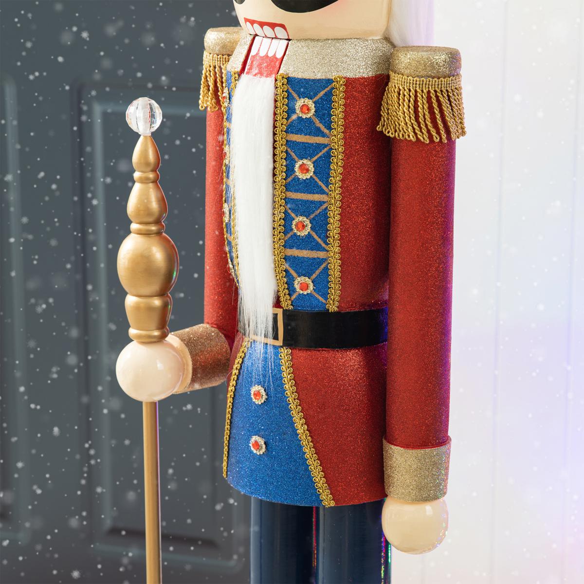 Glitzhome 54' Wooden Christmas Glitter King Nutcracker - 22187800