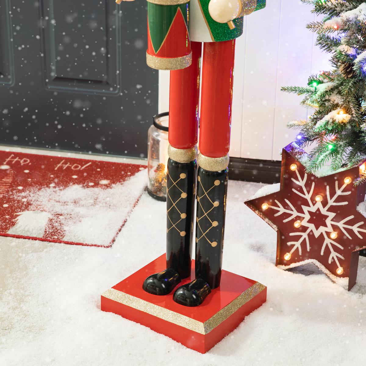 Glitzhome 54 Wooden Christmas Glitter King Nutcracker - 22187800